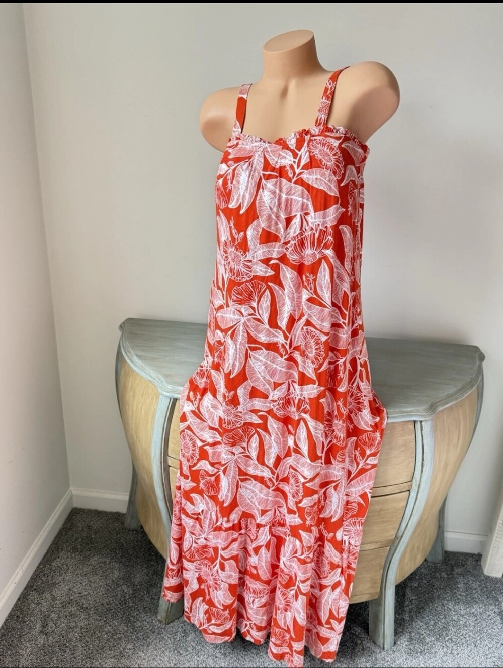 Serra Maxi Tropical Orange Resort Wear Sun Dress Sz Xl.